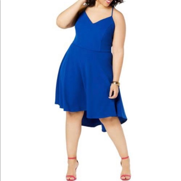 B. Darlin Plus Lace Back Hi-Low Dress Blue 24W NWT - Picture 1 of 4